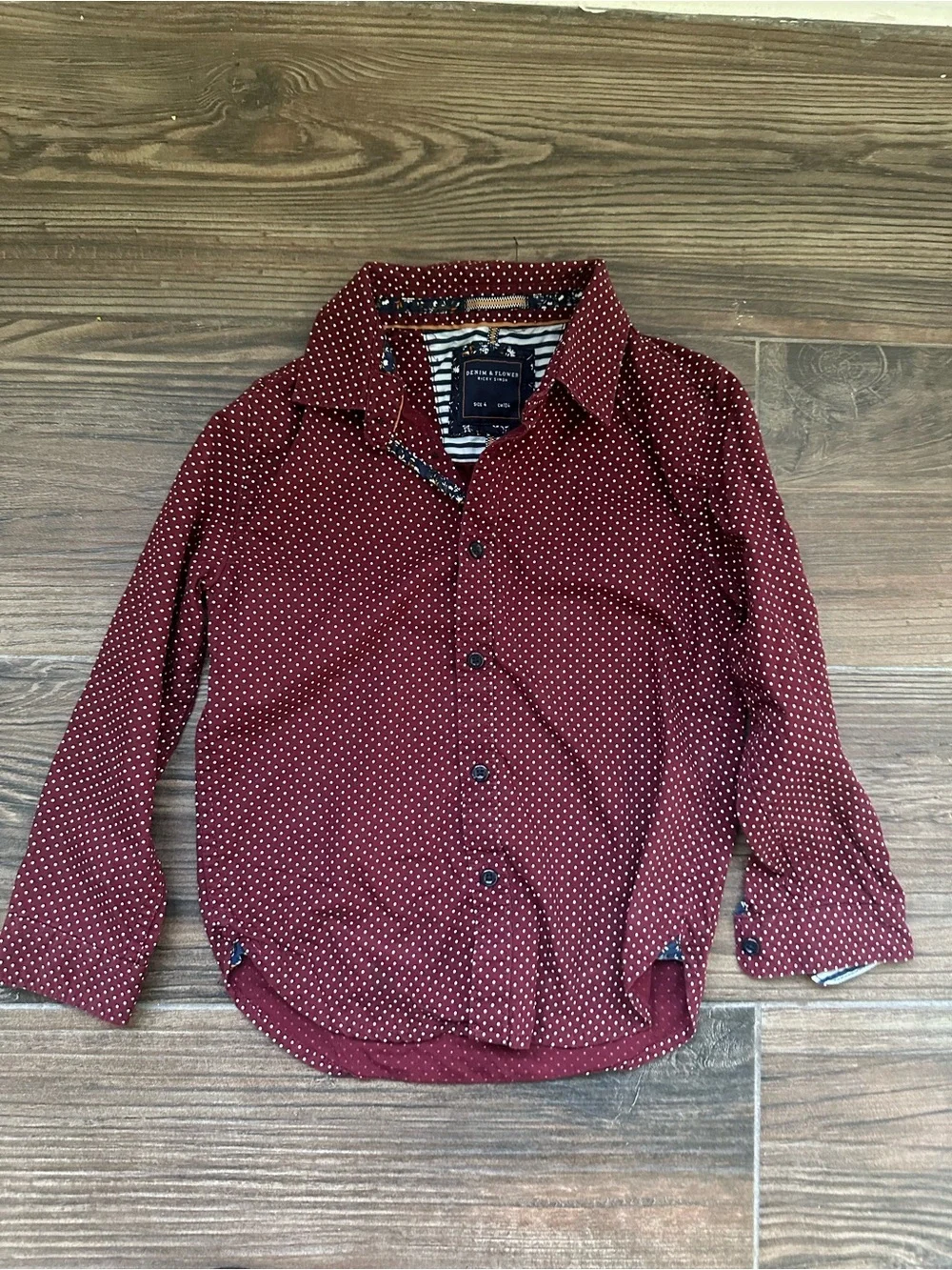 Polka Dot Polo Boys 4t Burgundy Button-Up Shirt & Light Blue Oxford Shirt